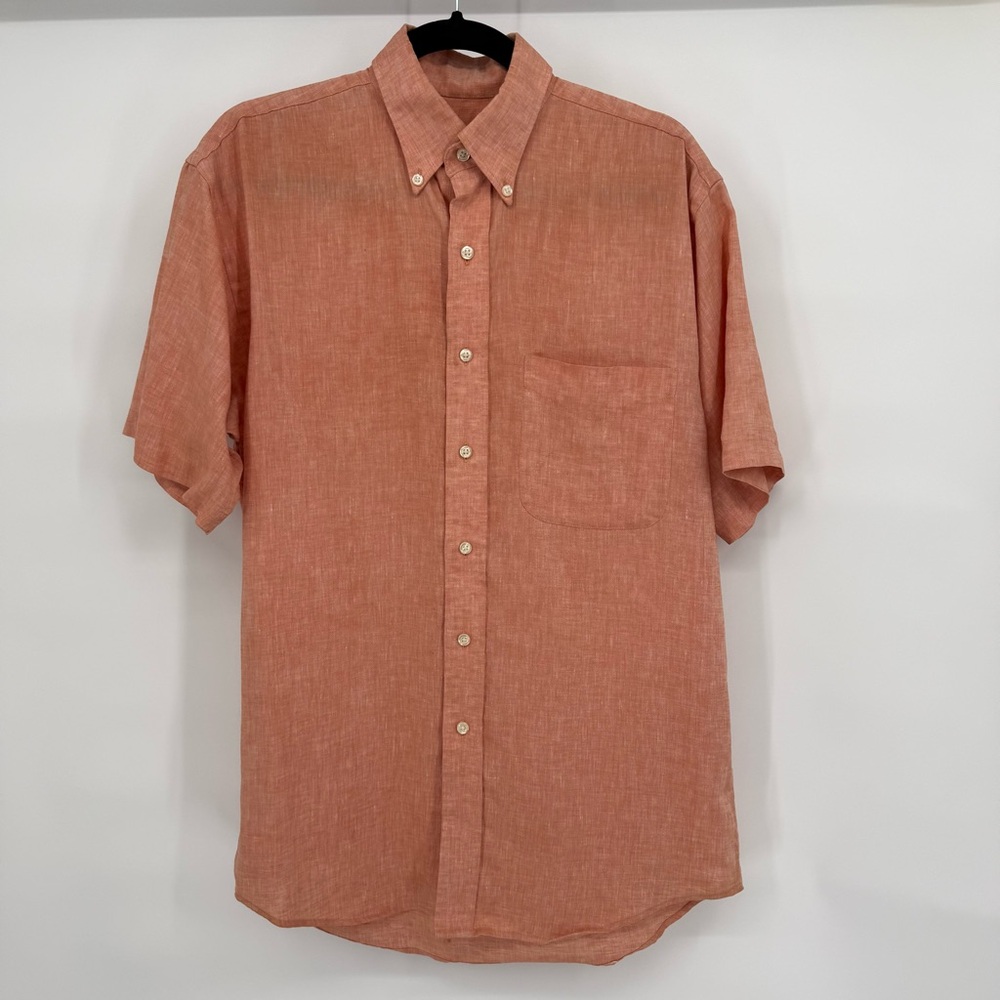 Jos. A. Bank Traveler's Collection Linen Button Down Short Sleeve Shirt Small‎